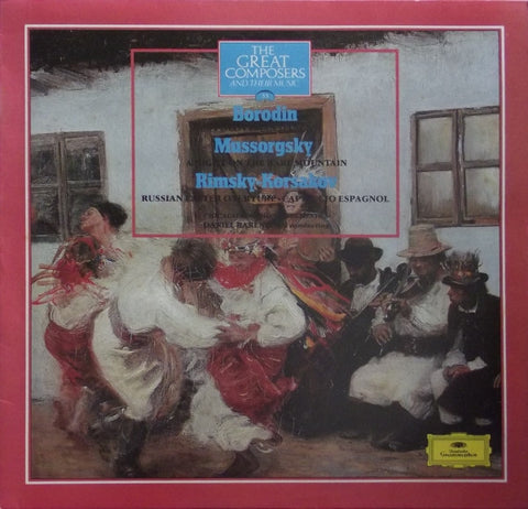 Borodin* / Mussorgsky* / Rimsky-Korsakov* - Chicago Symphony Orchestra*, Daniel Barenboim : Borodin: Polovtsian Dances / Mussorgsky: A Night On The Bare Mountain / Rimsky-Korsakov: Russian Easter Overture / Capriccio Espanol (LP, Album, RE)