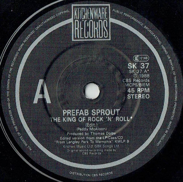 Prefab Sprout : The King Of Rock 'N' Roll (7", Single, Mat)