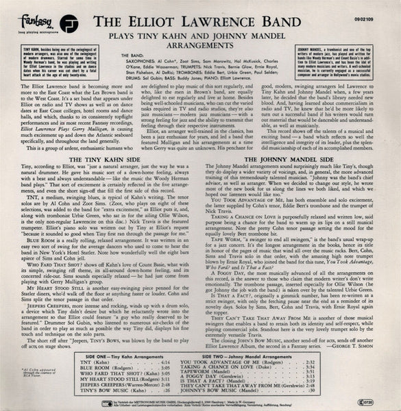 The Elliot Lawrence Band : Plays Tiny Kahn And Johnny Mandel Arrangements (LP, Album, RE)