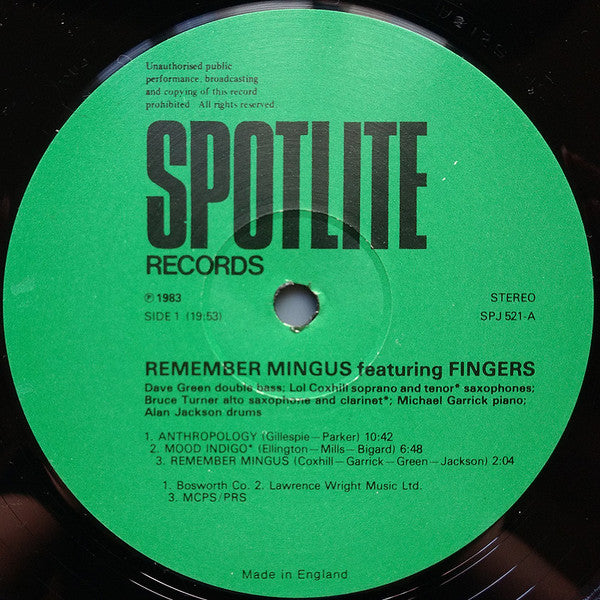 Fingers (15) : Remember Mingus (LP)