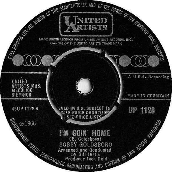 Bobby Goldsboro : It's Too Late / I'm Goin' Home (7")