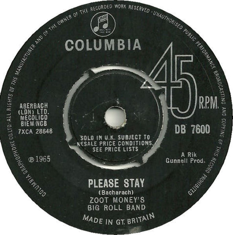 Zoot Money's Big Roll Band : Please Stay (7", Single)