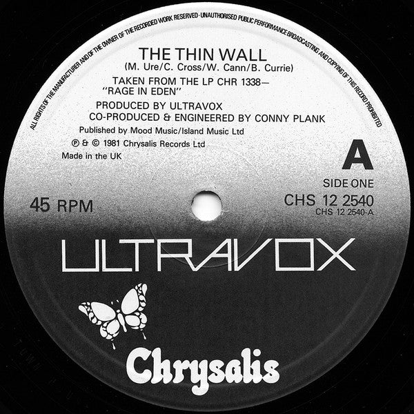 Ultravox : The Thin Wall (12", Single, UK )