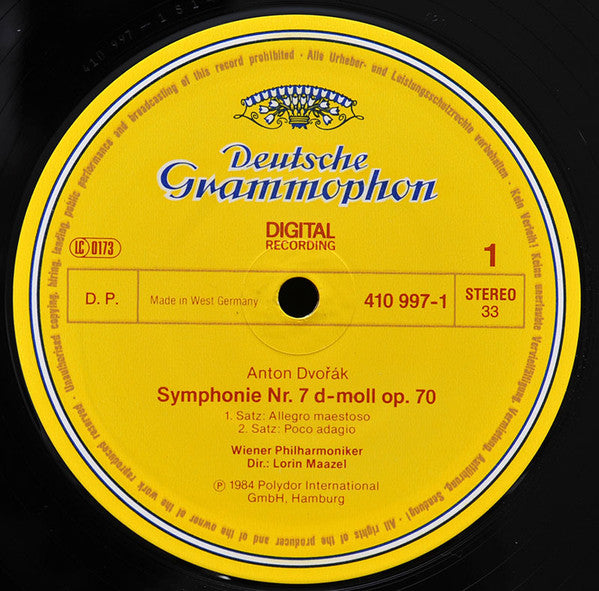 Antonín Dvořák, Lorin Maazel, Wiener Philharmoniker : Symphonie No. 7  (LP)