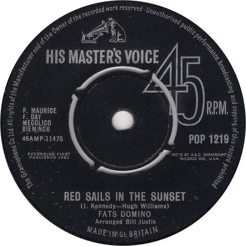 Fats Domino : Red Sails In The Sunset (7", Single)