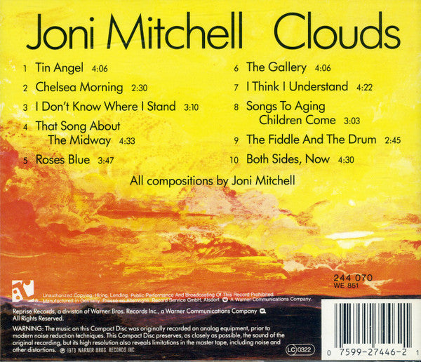 Joni Mitchell : Clouds (CD, Album, RE)