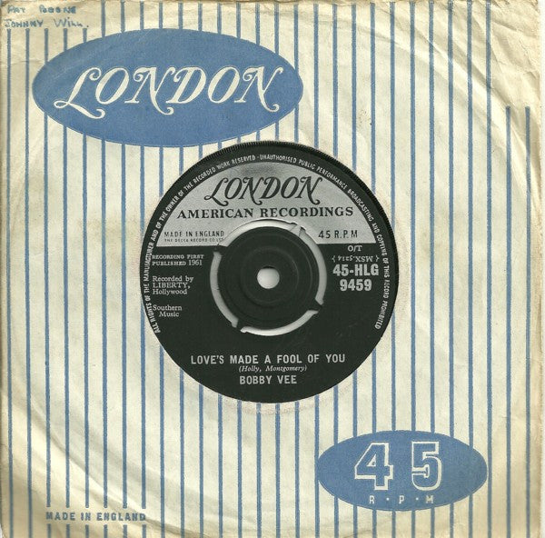 Bobby Vee : Love's Made A Fool Of You (7", Single)