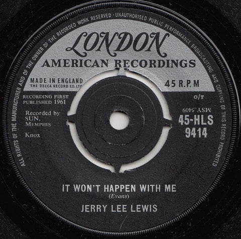 Jerry Lee Lewis : It Won't Happen With Me (7", Single)