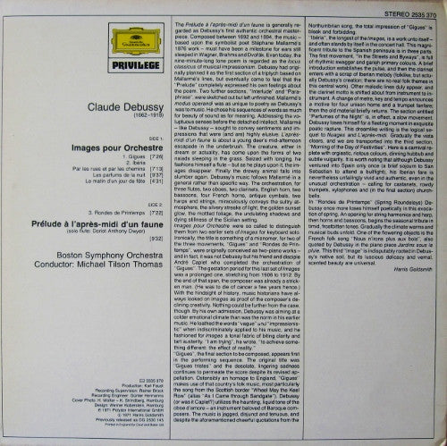 Claude Debussy, Boston Symphony Orchestra, Michael Tilson Thomas : Images / Prélude À L'Après-Midi D'Un Faune (LP, RE)