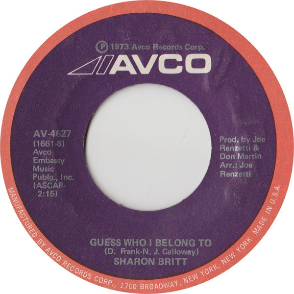 Sharon Britt : Rescue Will Come / Guess Who I Belong To (7", Styrene)