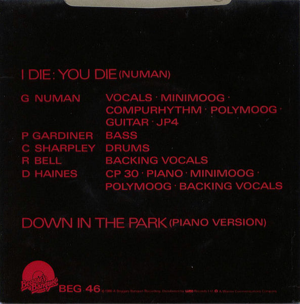 Gary Numan : I Die: You Die (7", Single)