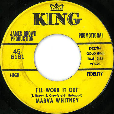 Marva Whitney : I'll Work It Out (7", Promo)