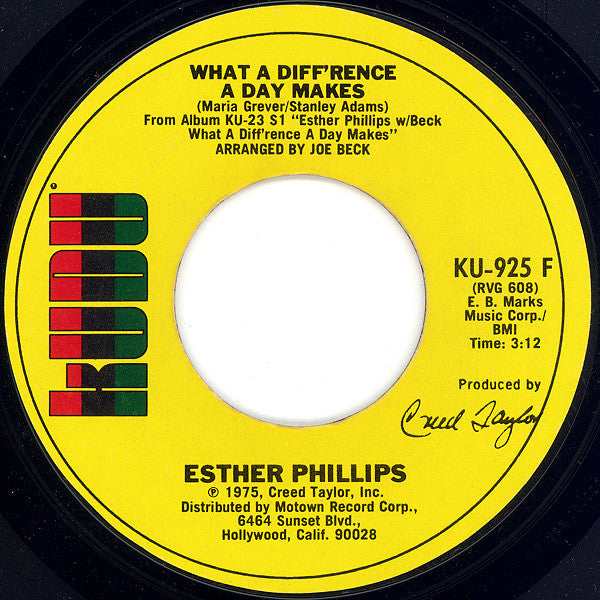 Esther Phillips : What A Diff'rence A Day Makes (7", Single, Styrene, Pit)