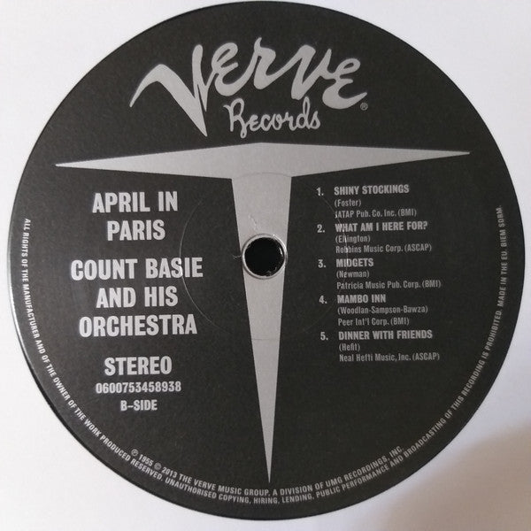 Count Basie And His Orchestra* : April In Paris (LP, Album, RE, RM, 180)