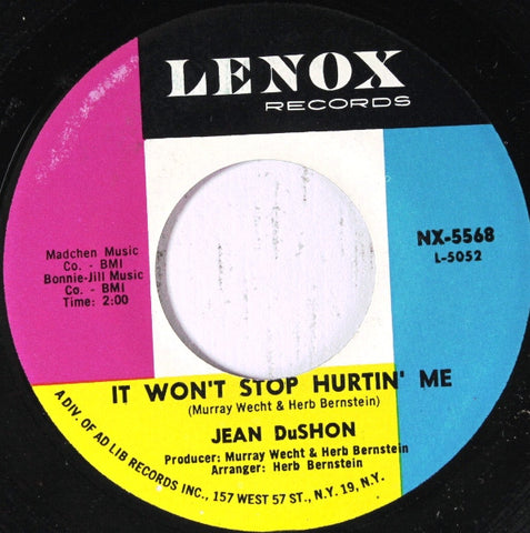 Jean DuShon : It Won't Stop Hurtin' Me / Look The Other Way (7", Single)