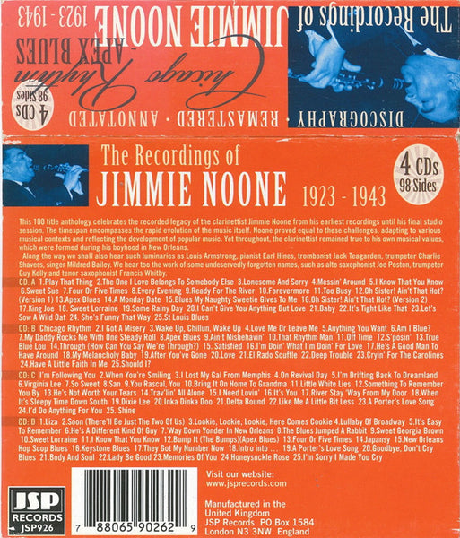 Jimmie Noone : Chicago Rhythm - Apex Blues (The Recordings Of Jimmie Noone 1923-1943) (4xCD, Comp)