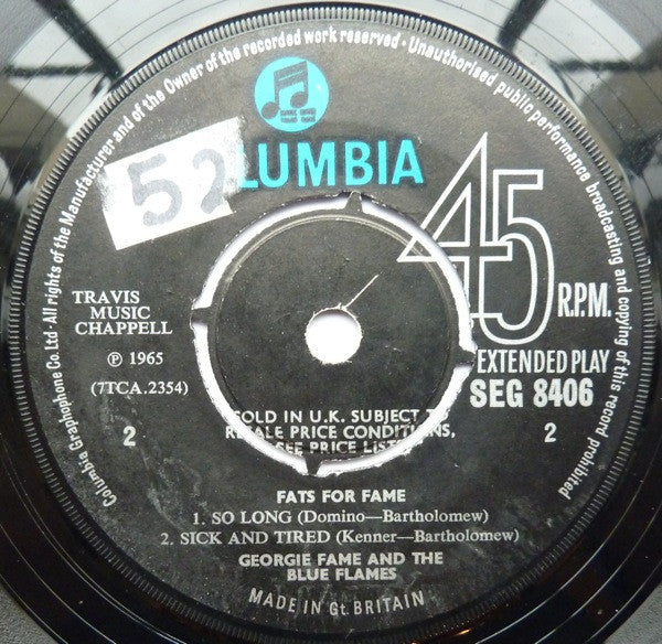 Georgie Fame & The Blue Flames : Fats For Fame (7", EP)