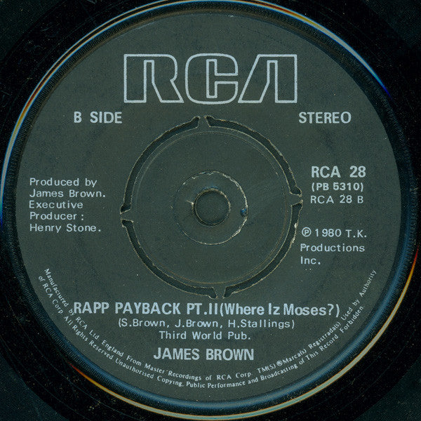 James Brown : Rapp Payback (Where Iz Moses?) (7", Single)