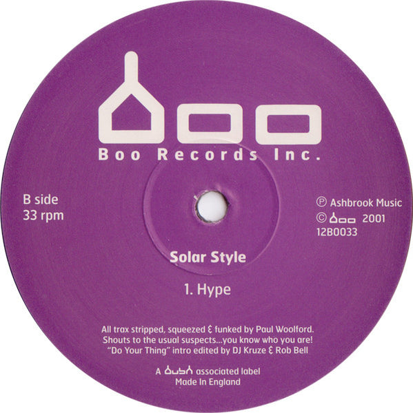 Solar Style : Do Your Thing / Hype (12")