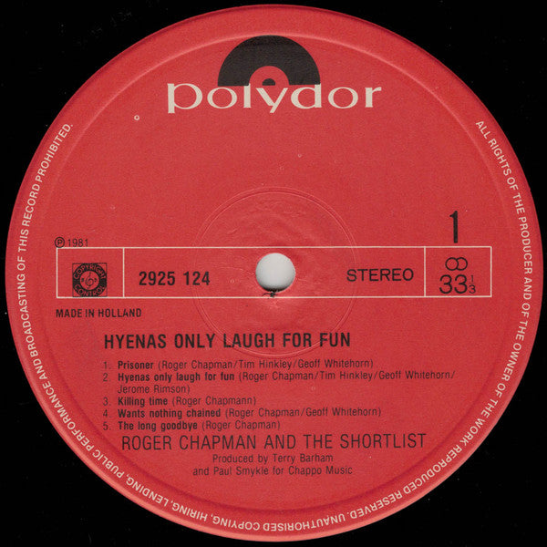 Roger Chapman & The Shortlist : Hyenas Only Laugh For Fun (LP, Album)