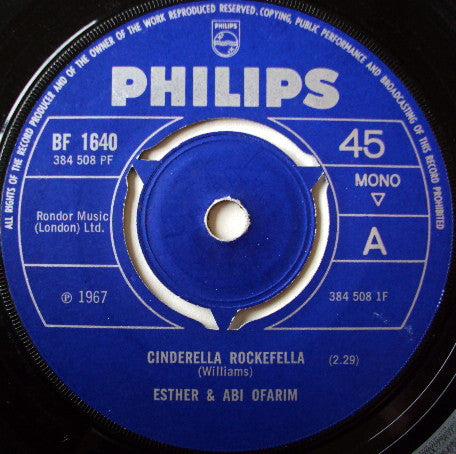 Esther & Abi Ofarim : Cinderella Rockefella (7", Single, Mono, Pus)