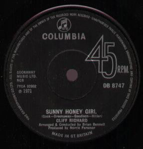 Cliff Richard : Sunny Honey Girl (7", Sol)