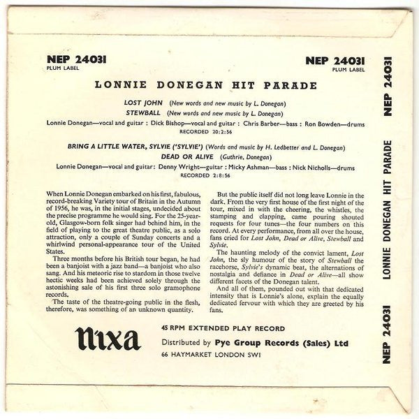 Lonnie Donegan And His Skiffle Group* : Lonnie Donegan Hit Parade (7", EP)