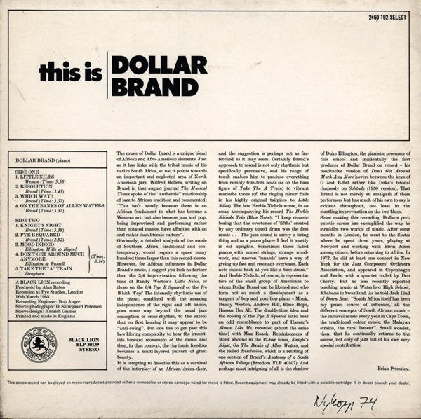 Dollar Brand : This Is Dollar Brand (LP, Album)