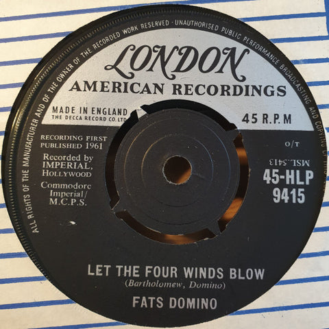 Fats Domino : Let The Four Winds Blow / Good Hearted Man (7")