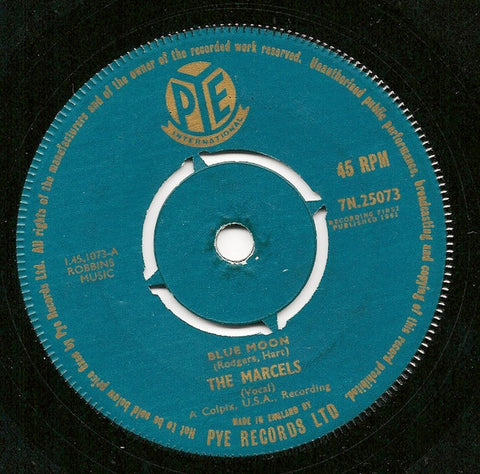 The Marcels : Blue Moon (7", Single)