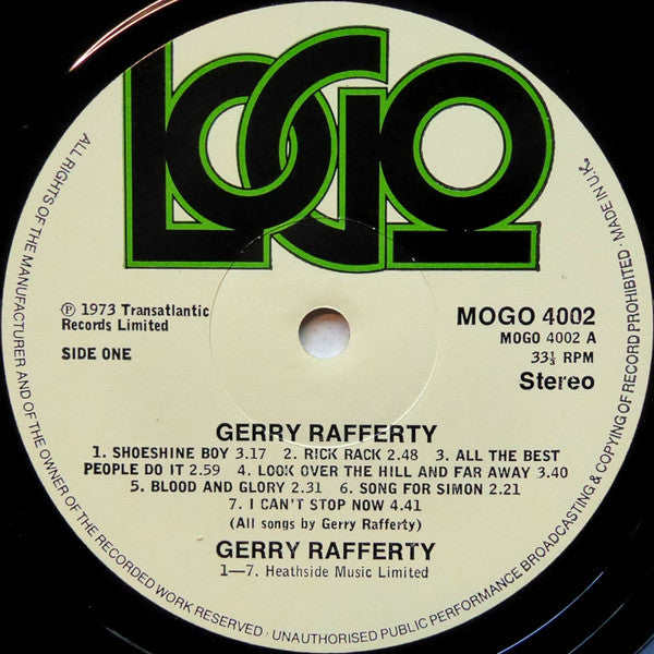 Gerry Rafferty : Gerry Rafferty  (LP, Comp, RE)