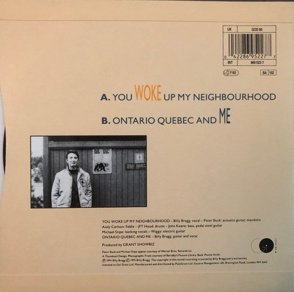 Billy Bragg : You Woke Up My Neighbourhood (7", Sil)