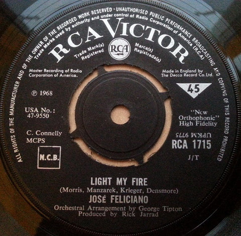 José Feliciano : Light My Fire (7", Single)