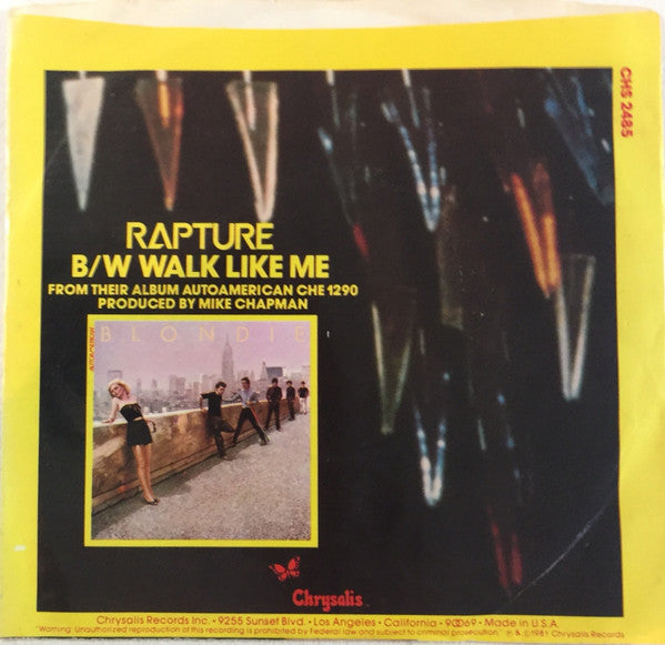 Blondie : Rapture (7", Single, Styrene, Pit)