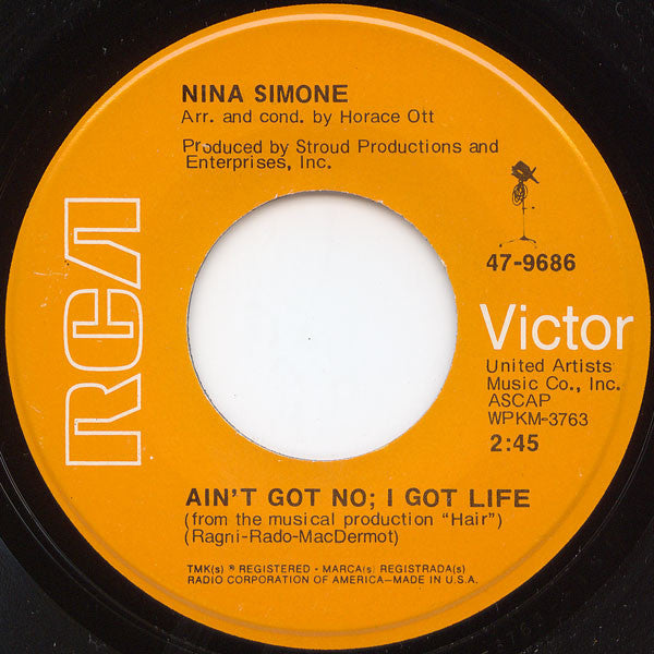 Nina Simone : Ain't Got No; I Got Life / Real Real  (7", Single, Roc)