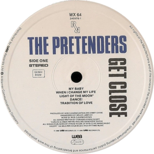 The Pretenders : Get Close (LP, Album, PRS)