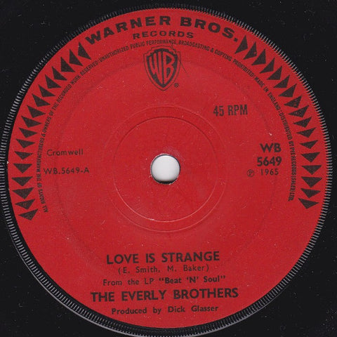 Everly Brothers : Love Is Strange (7", Sol)