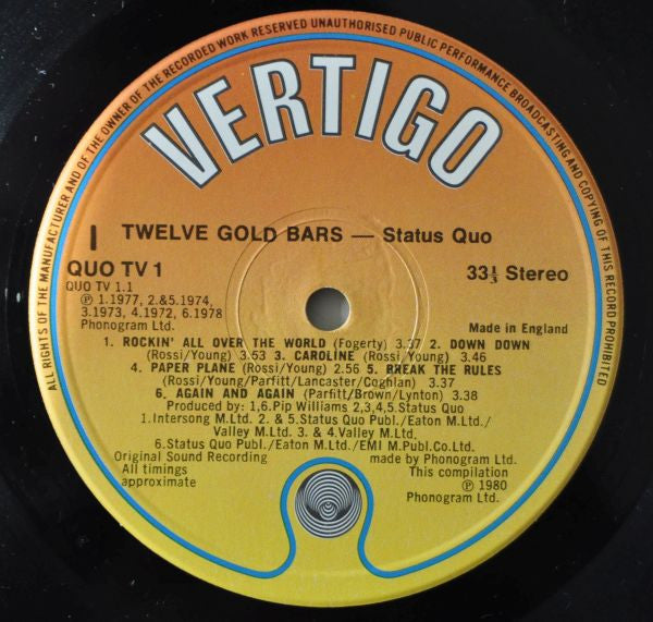 Status Quo : 12 Gold Bars Volume 1+1 (2xLP, Comp, Gat)