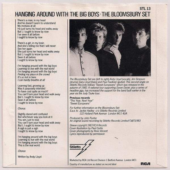 The Bloomsbury Set : Hanging Around With The Big Boys (7", Single, 4-P)