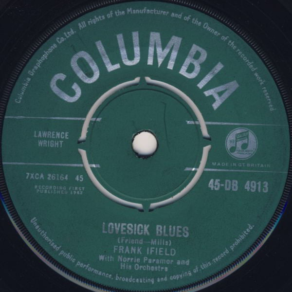 Frank Ifield With Norrie Paramor And His Orchestra : Lovesick Blues (7", Single, Gre)