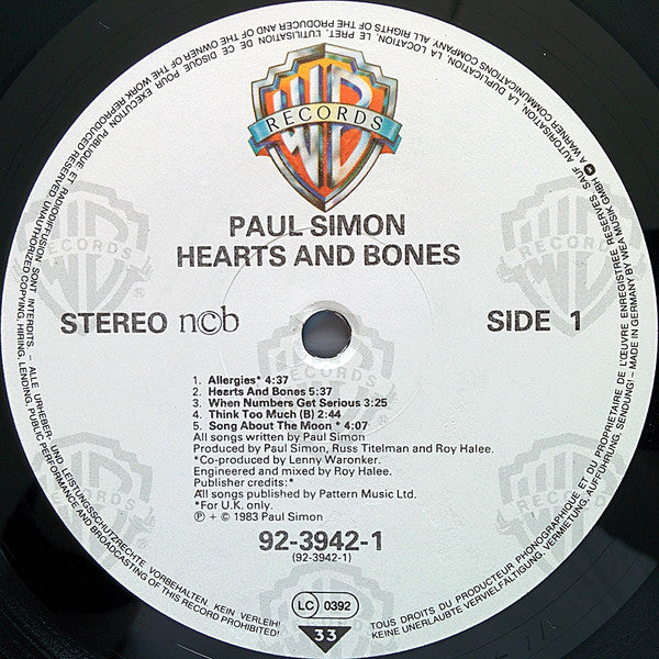 Paul Simon : Hearts And Bones (LP, Album)