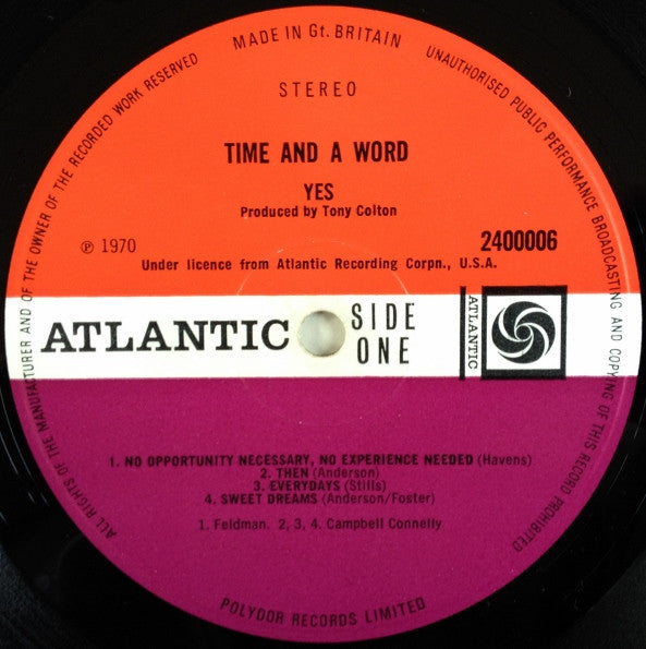 Yes : Time And A Word (LP, Album)