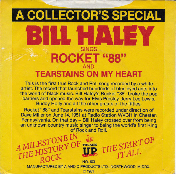 Bill Haley And The Saddlemen : Rocket "88" (7")