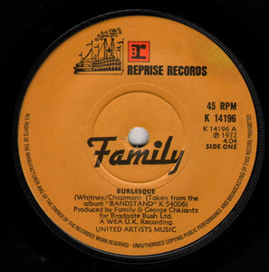 Family (6) : Burlesque / The Rocking R's (7", Sol)