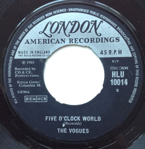 The Vogues : Five O'Clock World (7", Single)