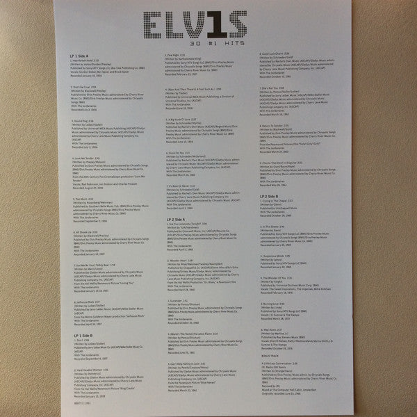Elvis Presley : ELV1S 30 #1 Hits (2xLP, Comp, RE, 180)