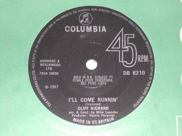 Cliff Richard : I'll Come Runnin' (7", Single)