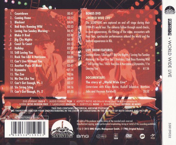 Scorpions : World Wide Live (CD, Album, RE + DVD-V, NTSC + Dlx, RM, 50t)