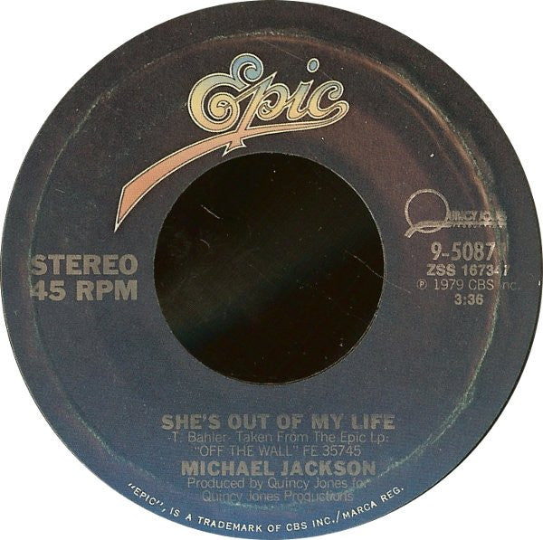 Michael Jackson : She's Out Of My Life / Get On The Floor (7", Single, Styrene, Pit)