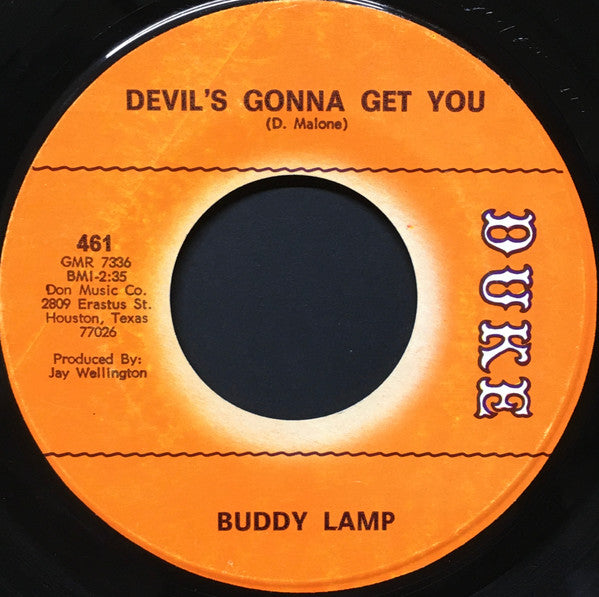 Buddy Lamp : Devil's Gonna Get You / Wall Around Your Heart (7")